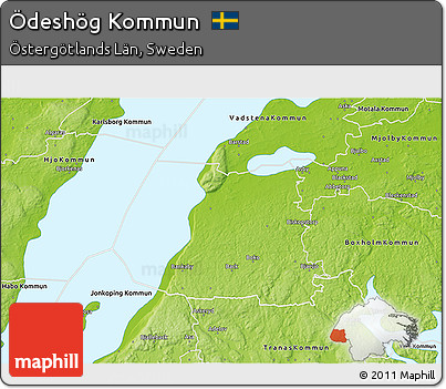 Physical 3D Map of Ödeshög Kommun