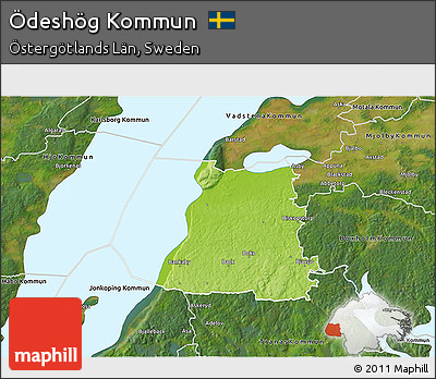 Physical 3D Map of Ödeshög Kommun, satellite outside