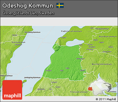 Political 3D Map of Ödeshög Kommun, physical outside