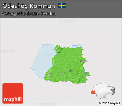Political 3D Map of Ödeshög Kommun, single color outside