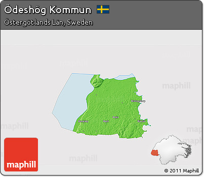 Political 3D Map of Ödeshög Kommun, single color outside
