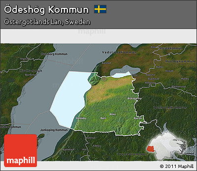 Satellite 3D Map of Ödeshög Kommun, darken