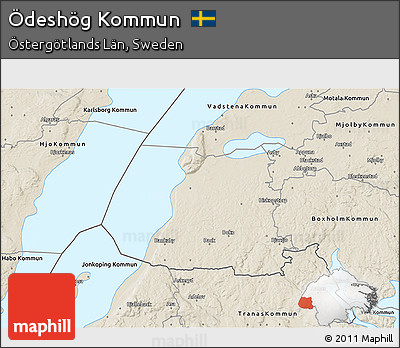 Shaded Relief 3D Map of Ödeshög Kommun