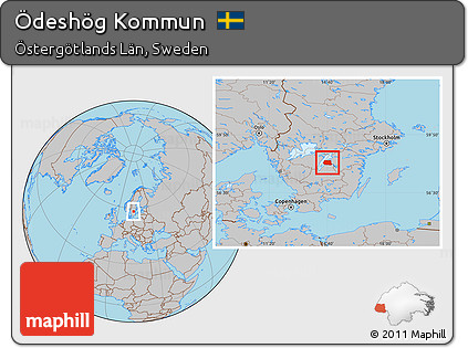 Gray Location Map of Ödeshög Kommun