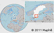 Gray Location Map of Ödeshög Kommun, highlighted country, within the entire country, hill shading