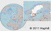 Gray Location Map of Ödeshög Kommun, highlighted country, highlighted parent region, within the entire country, hill shading