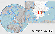 Gray Location Map of Ödeshög Kommun, highlighted country, highlighted parent region, hill shading