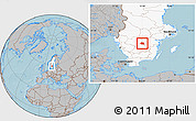 Gray Location Map of Ödeshög Kommun, highlighted country, hill shading