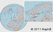 Gray Location Map of Ödeshög Kommun, highlighted parent region, within the entire country, hill shading