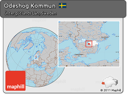 Gray Location Map of Ödeshög Kommun, highlighted parent region