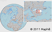 Gray Location Map of Ödeshög Kommun, highlighted parent region, hill shading