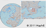 Gray Location Map of Ödeshög Kommun, hill shading