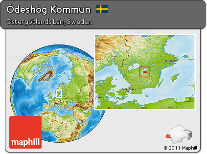Physical Location Map of Ödeshög Kommun