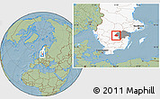 Savanna Style Location Map of Ödeshög Kommun, highlighted country, highlighted parent region, hill shading