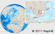 Shaded Relief Location Map of Ödeshög Kommun, highlighted parent region
