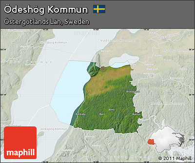 Satellite Map of Ödeshög Kommun, lighten