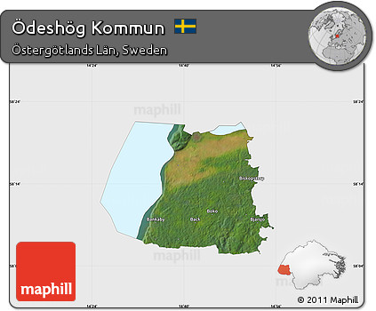 Satellite Map of Ödeshög Kommun, single color outside