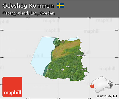 Satellite Map of Ödeshög Kommun, single color outside