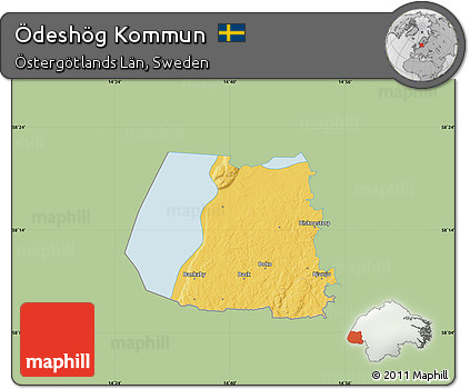 Savanna Style Map of Ödeshög Kommun, single color outside