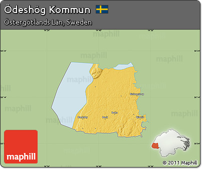 Savanna Style Map of Ödeshög Kommun, single color outside