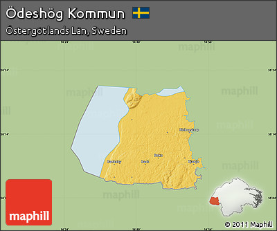 Savanna Style Map of Ödeshög Kommun, single color outside