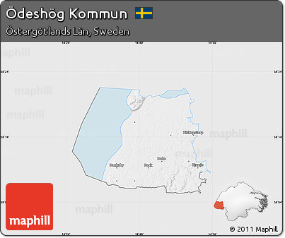 Silver Style Map of Ödeshög Kommun, single color outside
