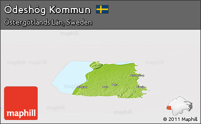 Physical Panoramic Map of Ödeshög Kommun, cropped outside