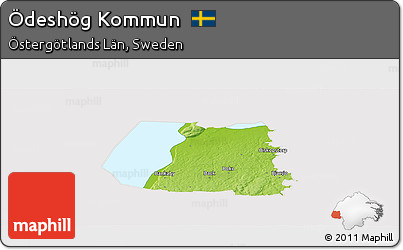 Physical Panoramic Map of Ödeshög Kommun, cropped outside