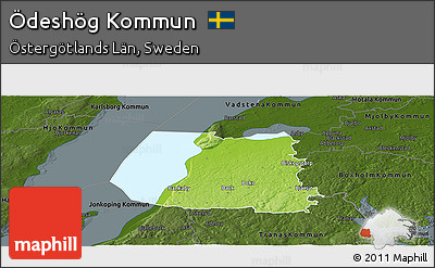 Physical Panoramic Map of Ödeshög Kommun, darken