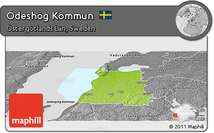 Physical Panoramic Map of Ödeshög Kommun, desaturated