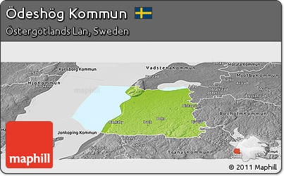 Physical Panoramic Map of Ödeshög Kommun, desaturated