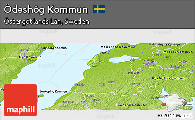 Physical Panoramic Map of Ödeshög Kommun