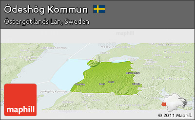 Physical Panoramic Map of Ödeshög Kommun, lighten