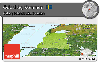 Physical Panoramic Map of Ödeshög Kommun, satellite outside