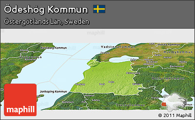 Physical Panoramic Map of Ödeshög Kommun, satellite outside
