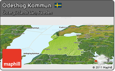 Physical Panoramic Map of Ödeshög Kommun, satellite outside