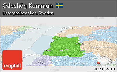 Political Panoramic Map of Ödeshög Kommun, lighten