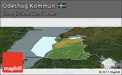 Satellite Panoramic Map of Ödeshög Kommun, darken
