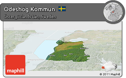 Satellite Panoramic Map of Ödeshög Kommun, lighten