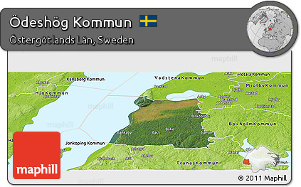 Satellite Panoramic Map of Ödeshög Kommun, physical outside
