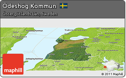 Satellite Panoramic Map of Ödeshög Kommun, physical outside