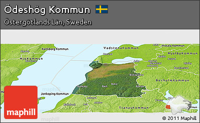 Satellite Panoramic Map of Ödeshög Kommun, physical outside