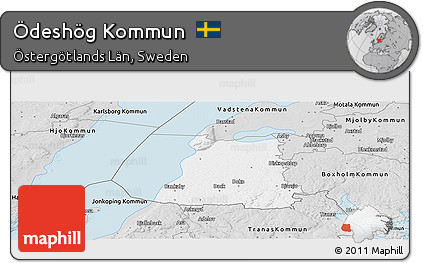 Silver Style Panoramic Map of Ödeshög Kommun