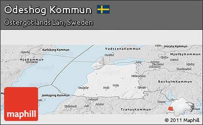 Silver Style Panoramic Map of Ödeshög Kommun
