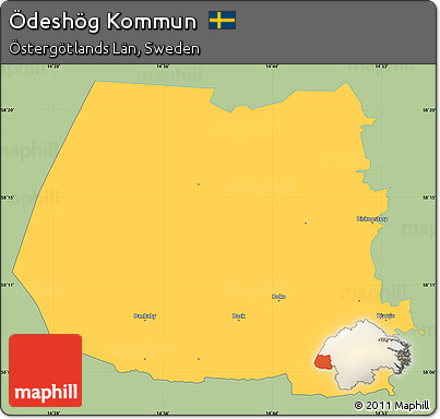 Savanna Style Simple Map of Ödeshög Kommun, single color outside