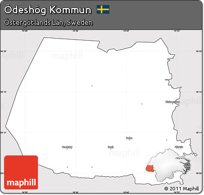 Silver Style Simple Map of Ödeshög Kommun, cropped outside