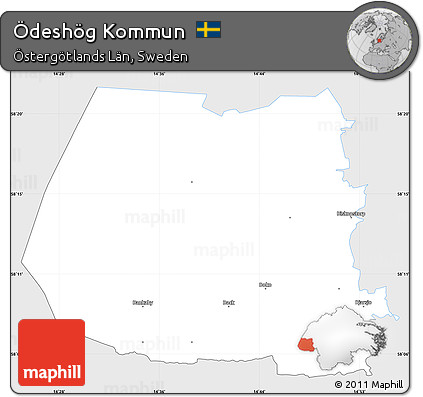 Silver Style Simple Map of Ödeshög Kommun, single color outside