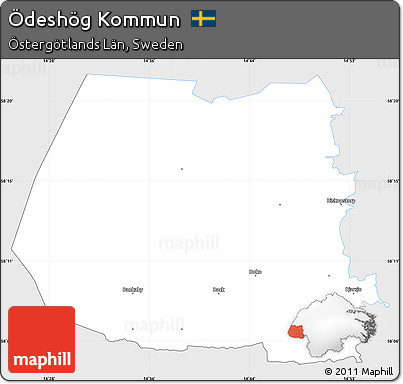 Silver Style Simple Map of Ödeshög Kommun, single color outside