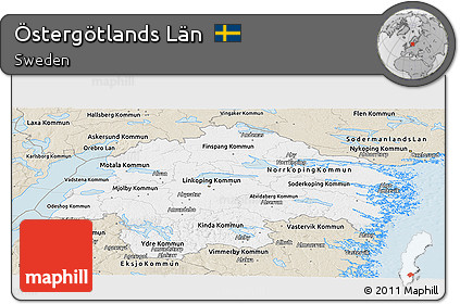 Classic Style Panoramic Map of Östergötlands Län