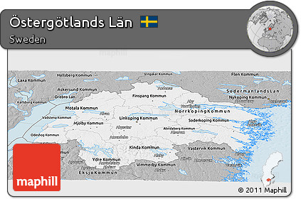 Gray Panoramic Map of Östergötlands Län